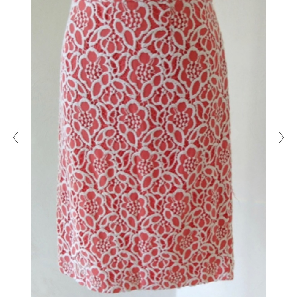 Eva Mendes creamsicle orange lace pencil skirt